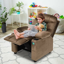 Load image into Gallery viewer, Adjustable Lounge Chair with Footrest and Side Pockets for Children-Brown