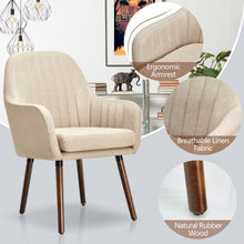 Load image into Gallery viewer, Set of 2 Fabric Upholstered Accent Chairs with Wooden Legs-Beige