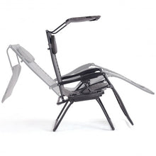Load image into Gallery viewer, Folding Recliner Lounge Chair with Shade Canopy Cup Holder-Gray