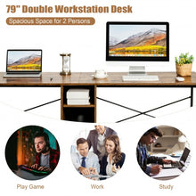 Load image into Gallery viewer, 79" Multifunctional Office Desk for 2 Person with Storage-Brown