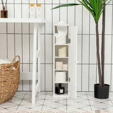 Load image into Gallery viewer, Free Standing Toilet Paper Holder with 4 Shelves and Top Slot for Bathroom-White