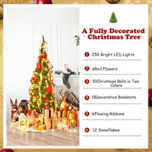 Load image into Gallery viewer, 6 Ft Pre-lit Spruce Christmas Tree with Light and Ribbon