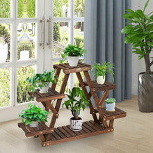Load image into Gallery viewer, Wood Plant Stand Triangular Shelf 6 Pots Flower Shelf