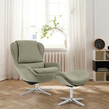 Load image into Gallery viewer, Swivel Top Grain Leather Lounge Armchair Rocking Chair with Ottoman-Gray