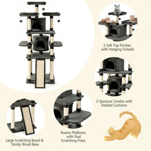 Load image into Gallery viewer, 67" Multi-Level Cat Tree with Cozy Perches Kittens Play House-Dark Gray