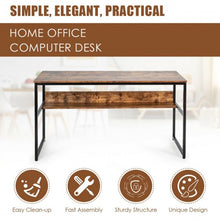 Load image into Gallery viewer, 55" Computer Desk Writing Table Workstation Home Office w/ Bookshelf-RB