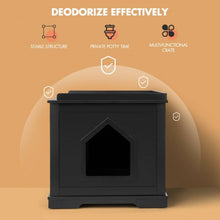 Load image into Gallery viewer, Cat Litter Box Wooden Enclosure Pet House Sidetable Washroom-Black