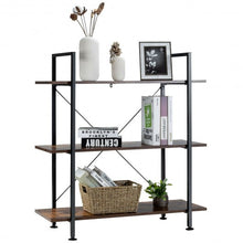 Load image into Gallery viewer, 3-Tier Bookshelf Industrial Bookcase Display Shelf Storage Rack-Brown