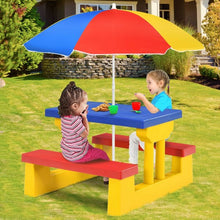 Load image into Gallery viewer, Kids Picnic Folding Table and Bench with Umbrella-Yellow