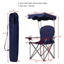Load image into Gallery viewer, Portable Folding Beach Canopy Chair with Cup Holders-Blue