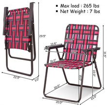 Load image into Gallery viewer, 6 pcs Folding Beach Chair Camping Lawn Webbing Chair-Red