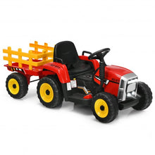 Load image into Gallery viewer, 12V Kids Ride On Tractor with Trailer Ground Loader-Red