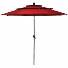 Load image into Gallery viewer, 10ft 3 Tier Patio Umbrella Aluminum Sunshade Shelter Double Vented-Burgundy
