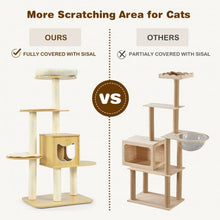 Load image into Gallery viewer, 4 Levels Modern Wood Cat Tower with Washable Mats-Walnut