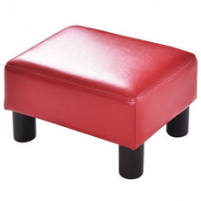 Load image into Gallery viewer, Small PU Leather Rectangular Seat Ottoman Footstool-Red