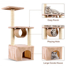 Load image into Gallery viewer, 37" Cat Tree Condo Scratch Post Kitten Pet House-Beige