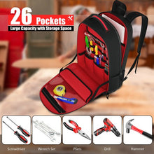 Load image into Gallery viewer, Tool Backpack Heavy Duty Jobsite Tool Bag 26 Pockets