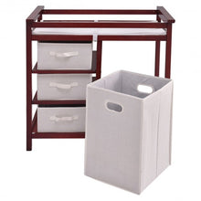 Load image into Gallery viewer, Infant Baby Changing Table w/3 Basket Hamper Diaper Storage Nursery-Cherry