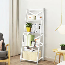 Load image into Gallery viewer, 4-tier Leaning Free Standing Ladder Shelf Bookcase-White