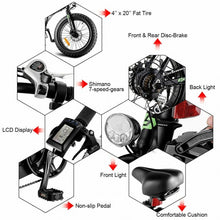 Load image into Gallery viewer, 500 W Folding Adults Electric Bicycle with 20" Fat Tire and LCD Display
