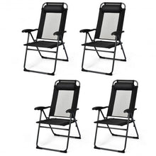 Load image into Gallery viewer, 4 Pcs Patio Garden Adjustable Reclining Folding Chairs with Headrest-Black