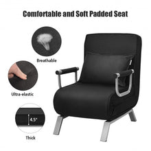 Load image into Gallery viewer, Folding 5 Position Convertible Sleeper Bed Armchair Lounge Couch w/Pillow-Black