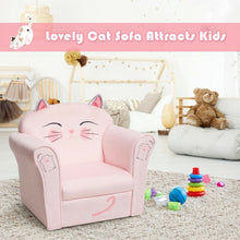 Load image into Gallery viewer, Kids Cat Armrest Couch Upholstered Sofa