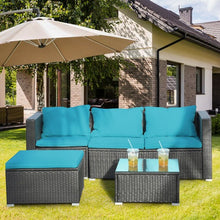Load image into Gallery viewer, 4 pcs Rattan Furniture Set Loveseat Chair with Cushioned