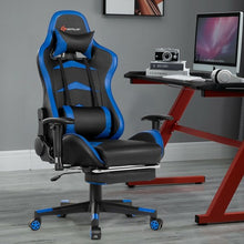 Load image into Gallery viewer, Massage Gaming Chair with Footrest-Blue