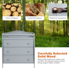 Load image into Gallery viewer, 3-Drawer Dresser Changing Table with Safety Belt Guardrails-Gray
