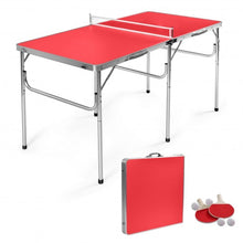 Load image into Gallery viewer, 60 Inches Portable Tennis Ping Pong Folding Table with Accessories-Red
