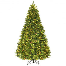 Load image into Gallery viewer, Flocked Artificial Christmas Tree with LED Lights and Pine Cones-8'