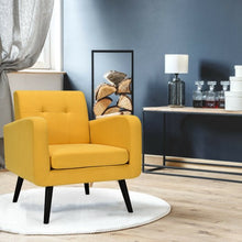 Load image into Gallery viewer, Modern Upholstered Comfy Accent Chair Single Sofa with Rubber Wood Legs-Yellow