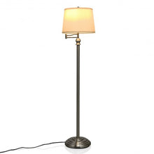 Load image into Gallery viewer, Swing Arm LED Floor Lamp with Hanging Fabric Shade