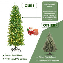 Load image into Gallery viewer, 6 ft PVC Hinged Pre-lit Artificial Fir Pencil Christmas Tree with 150 Warm White