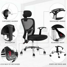 Load image into Gallery viewer, Ergonomic Mesh High Back Office Chair with Headrest-Black