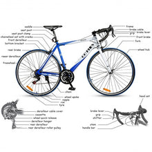 Load image into Gallery viewer, 700C 21 Speed Quick Release Aluminum Road Bike-Blue