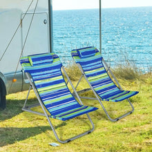Load image into Gallery viewer, Portable Beach Chair Set of 2 with Headrest -Blue