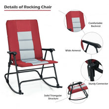 Load image into Gallery viewer, Foldable Rocking Padded Portable Camping Chair with Backrest and Armrest -Red
