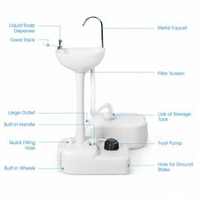 Load image into Gallery viewer, Camping Hand Wash Station Basin Stand with 4.5 Gallon Tank