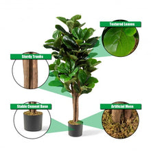 Load image into Gallery viewer, 4ft Artificial Fiddle Leaf Fig Tree Decorative Planter