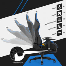 Load image into Gallery viewer, Massage Gaming Chair with Footrest-Blue