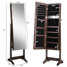 Load image into Gallery viewer, Jewelry Cabinet Armoire Lockable Standing Storage Organizer-Brown