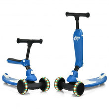 Load image into Gallery viewer, 2 in 1 Kids Kick Scooter with Flash Wheels for Girls Boys from 1.5 to 6 Years Old-Blue