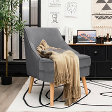 Load image into Gallery viewer, Velvet Upholstered Accent Chair with Rubber Wood Legs-Gray