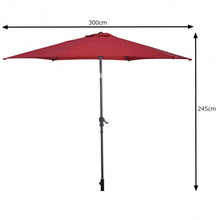Load image into Gallery viewer, 10FT Patio Umbrella 6 Ribs Market Steel Tilt W/ Crank Outdoor Garden without Weight Base-Burgundy