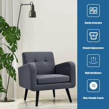 Load image into Gallery viewer, Modern Upholstered Comfy Accent Chair Single Sofa with Rubber Wood Legs-Gray