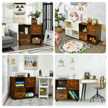 Load image into Gallery viewer, Mobile File Cabinet with Lateral Printer Stand and Storage Shelves -Brown