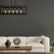 Load image into Gallery viewer, 5-Light Kitchen Island Pendant Light Wood Metal Chandelier