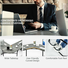 Load image into Gallery viewer, Reversible L-Shaped Computer Study Table with Shelves-Gray